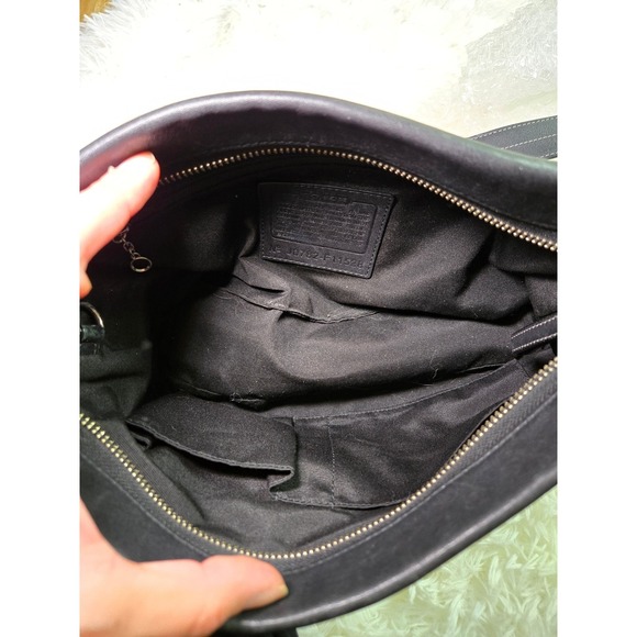 Coach Black Signature Canvas Leather Shoulder Bag Purse Satchel‎ - Picture 4 of 7